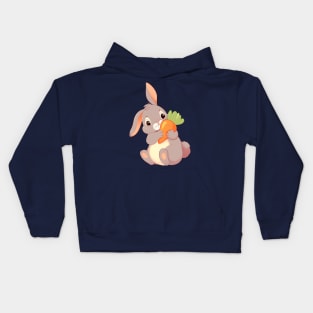 Cute bunny with carrot Kids Hoodie